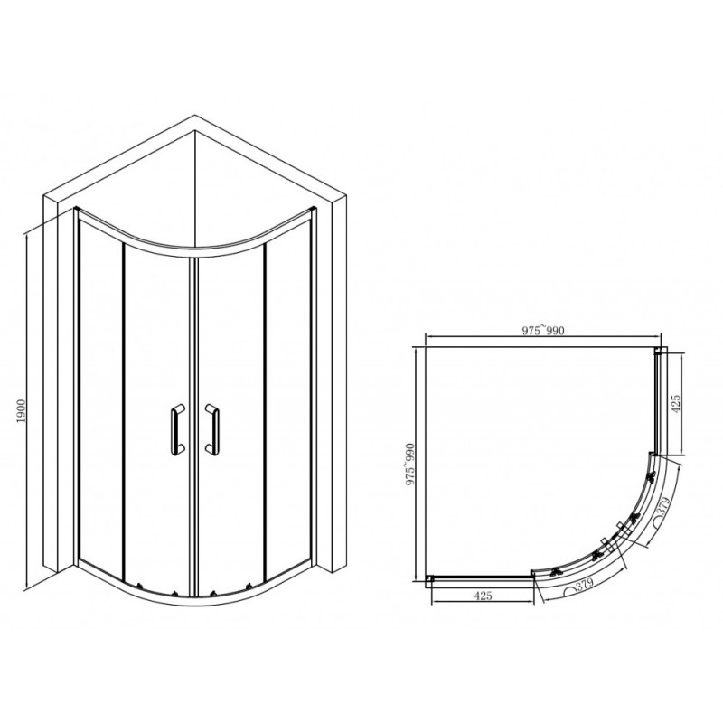 Душевой уголок 100x100х190см Abber AG01100B