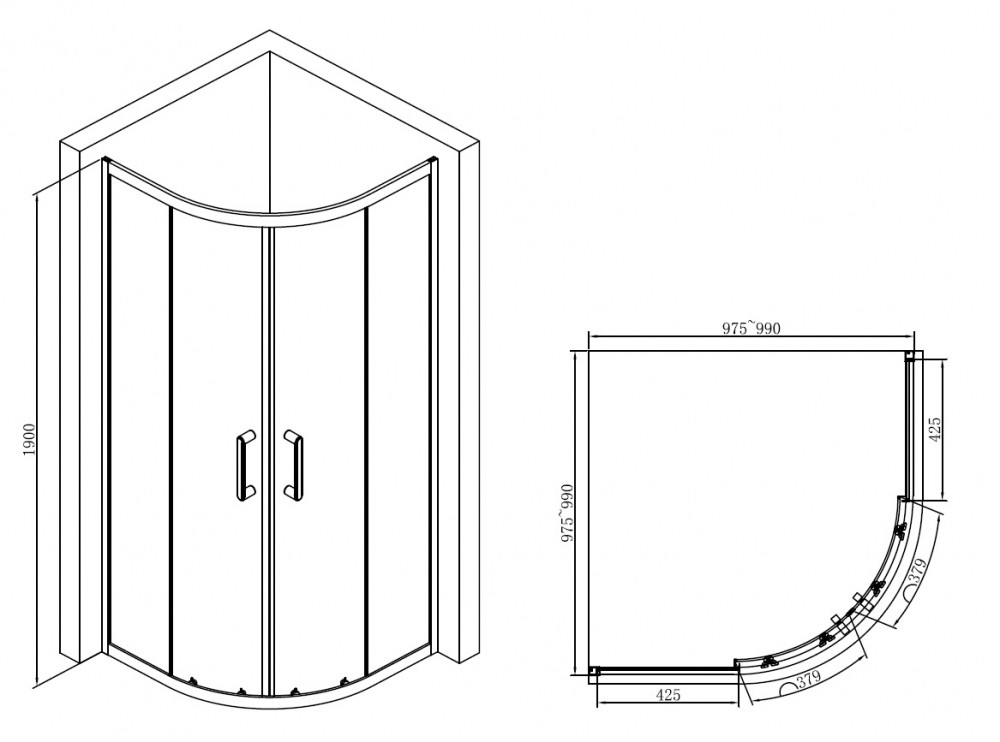 Душевой уголок 100x100х190см Abber AG01100B