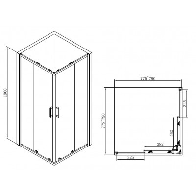 Душевой уголок 80x80х190см Abber AG02080B