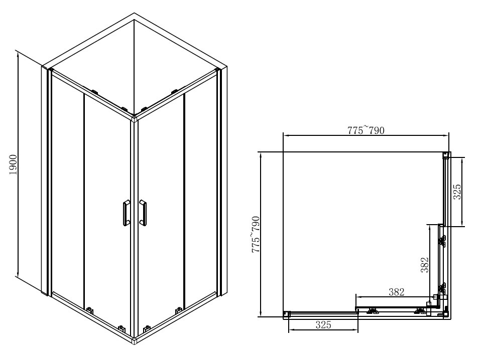 Душевой уголок 80x80х190см Abber AG02080B