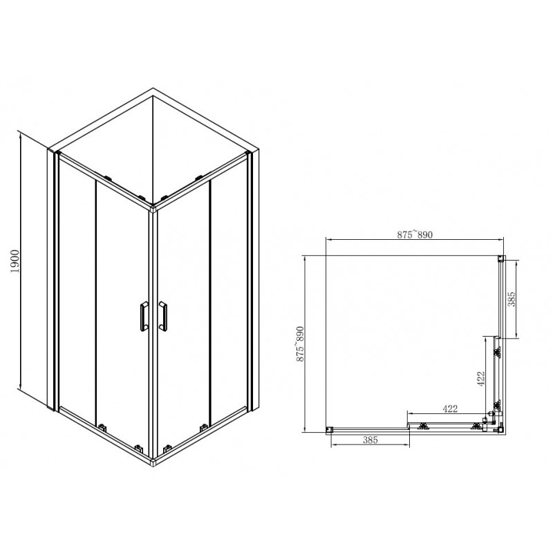 Душевой уголок 90x90х190см Abber AG02090B