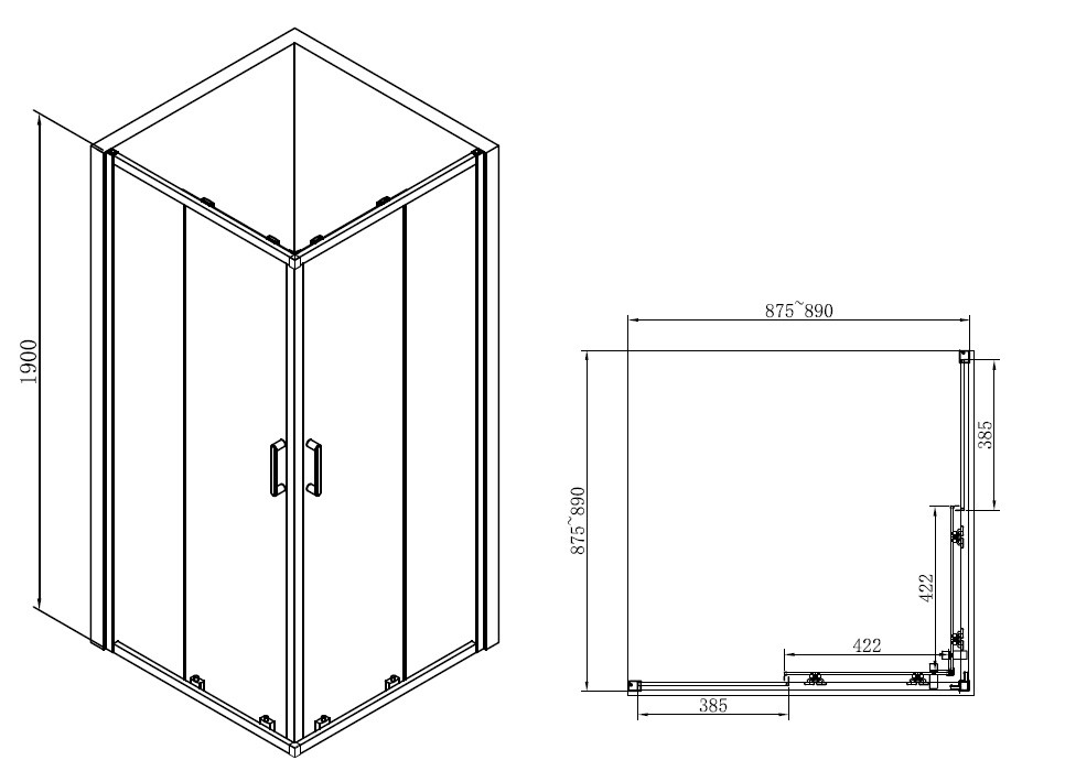Душевой уголок 90x90х190см Abber AG02090B