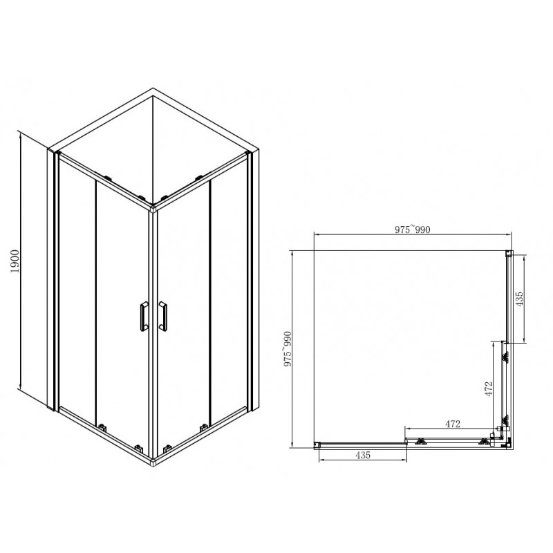 Душевой уголок 100x100х190см Abber AG02100B