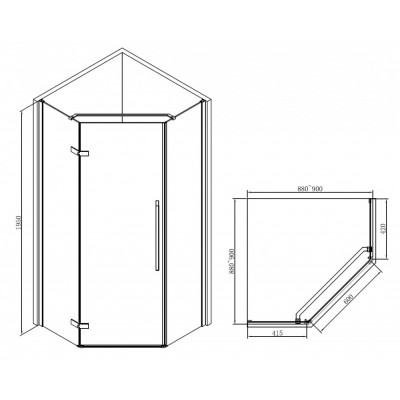 Душевой уголок 90x90х195см Abber AG05090B