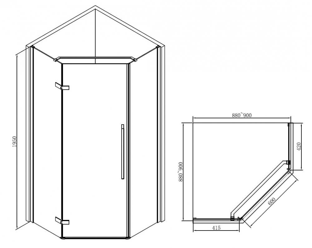 Душевой уголок 90x90х195см Abber AG05090B