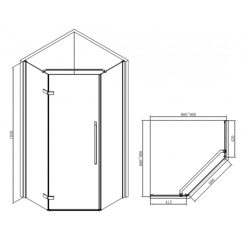 Душевой уголок 100x100х195см Abber AG05100B