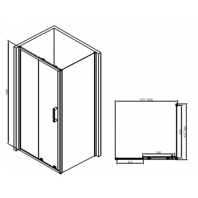 Душевой уголок 100x90х190см Abber AG30100B-S90B