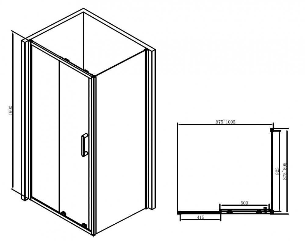 Душевой уголок 100x90х190см Abber AG30100B-S90B