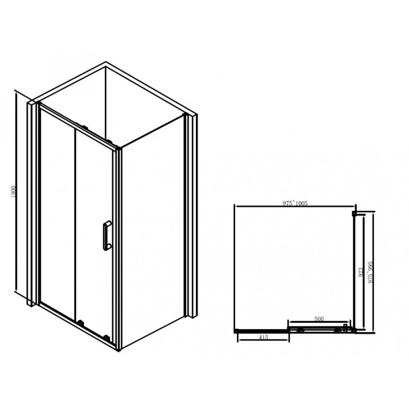 Душевой уголок 100x100х190см Abber AG30100B-S100B