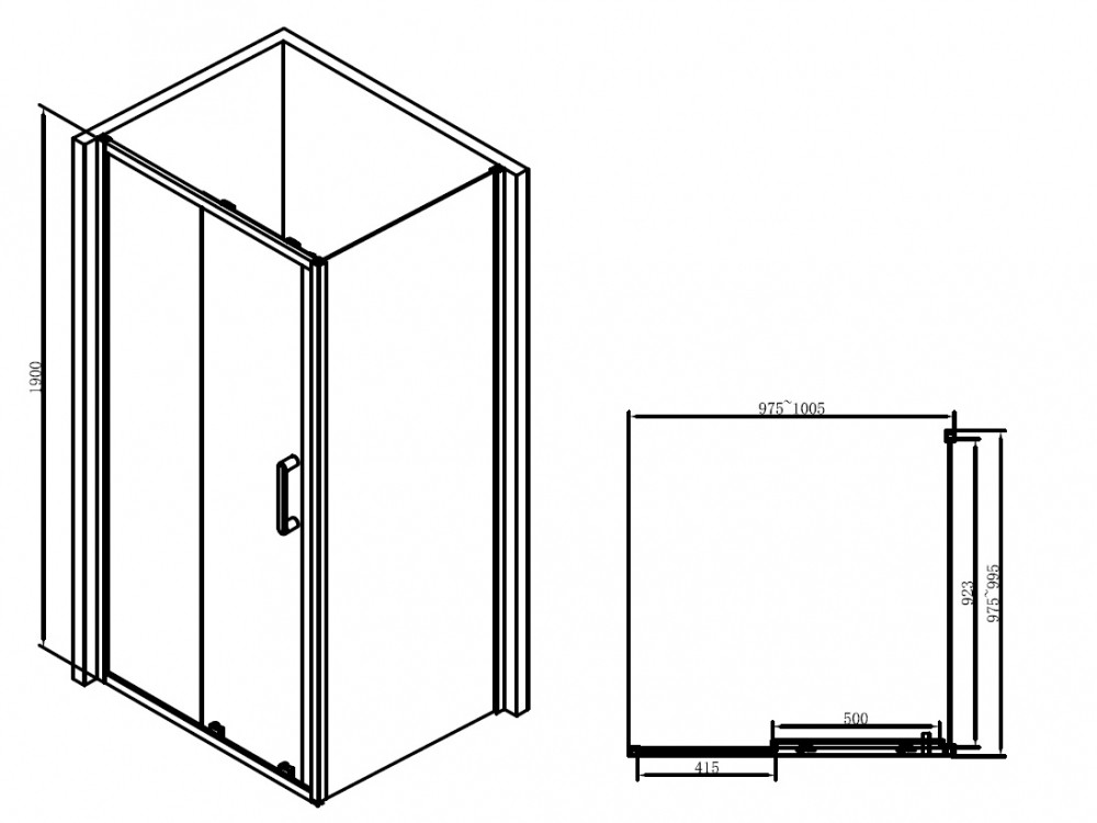 Душевой уголок 100x100х190см Abber AG30100B-S100B