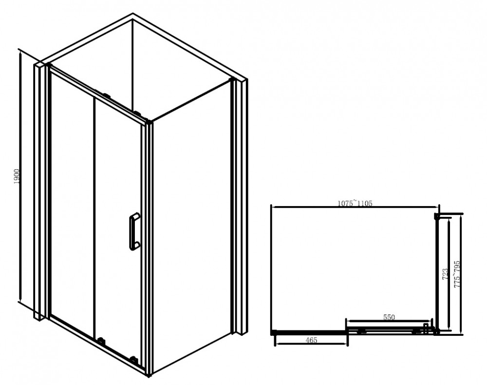 Душевой уголок 110x90х190см Abber AG30110B-S90B