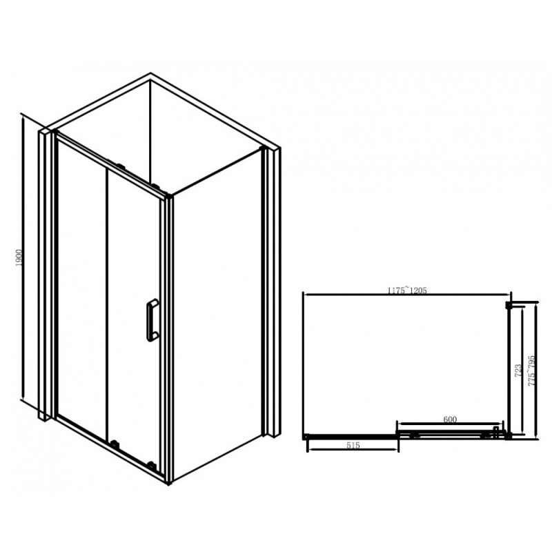Душевой уголок 120x80х190см Abber AG30120B-S80B