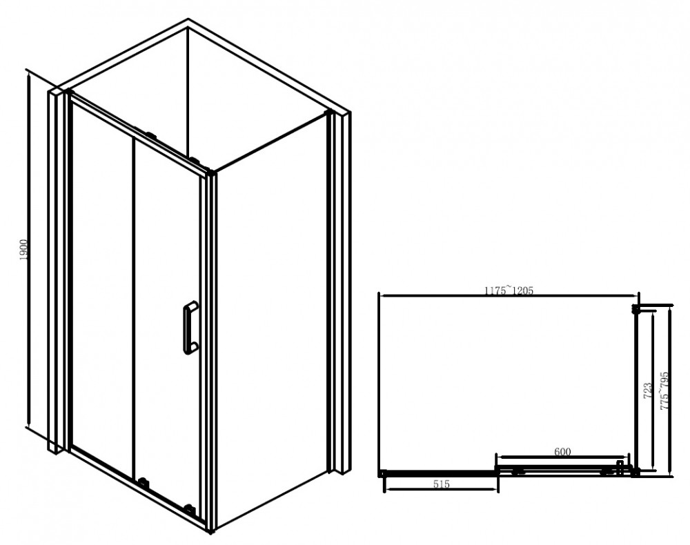 Душевой уголок 120x80х190см Abber AG30120B-S80B