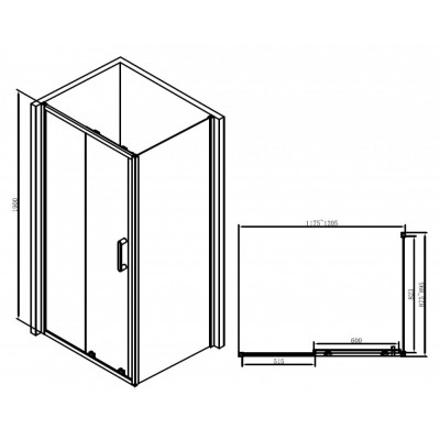 Душевой уголок 120x90х190см Abber AG30120B-S90B