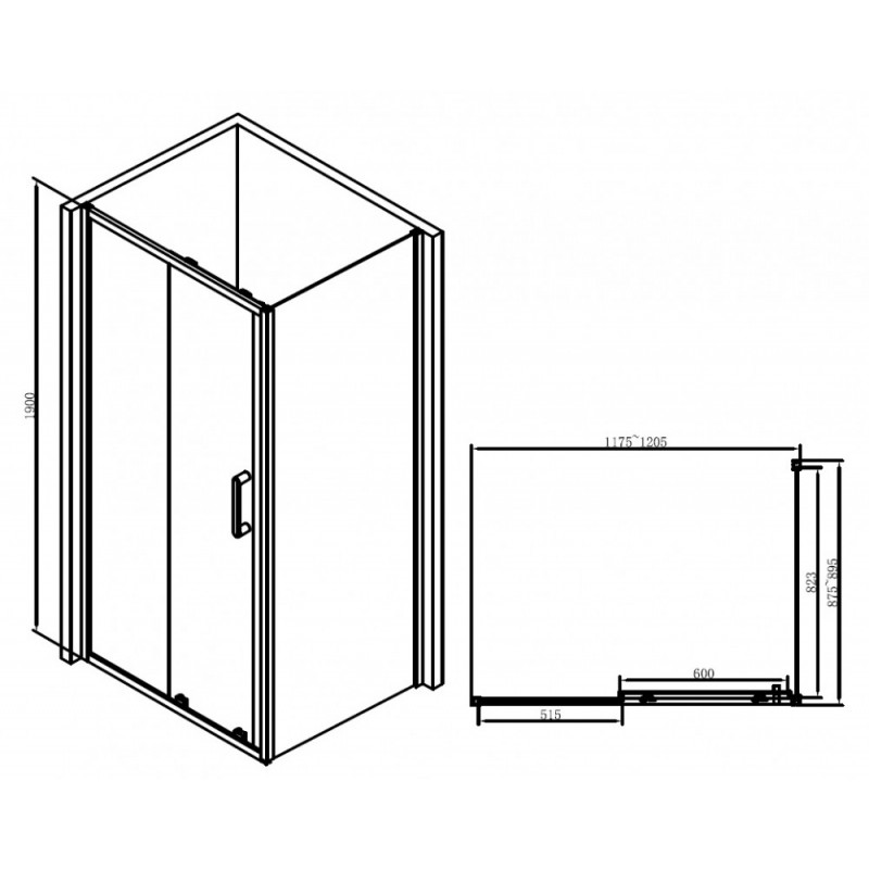 Душевой уголок 120x90х190см Abber AG30120B-S90B