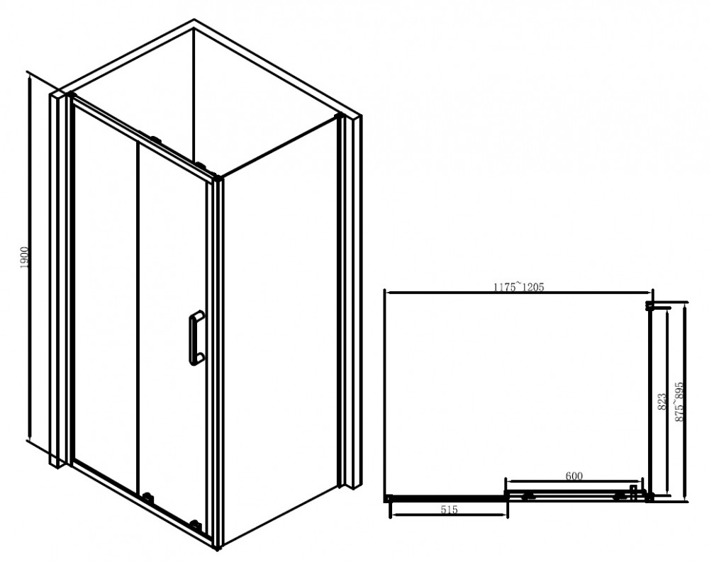 Душевой уголок 120x90х190см Abber AG30120B-S90B
