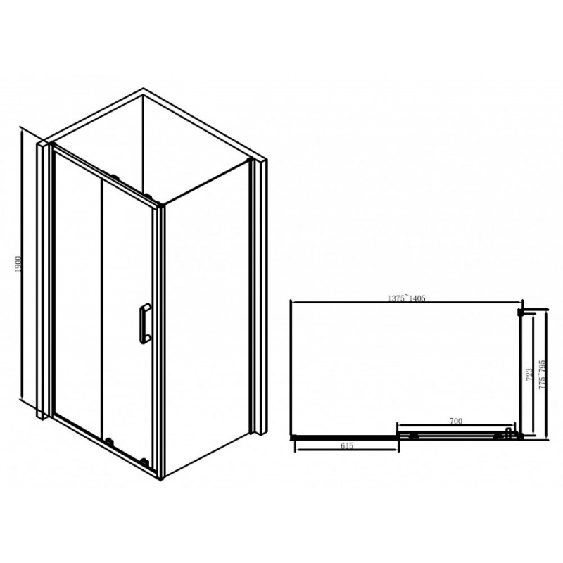 Душевой уголок 140x80х190см Abber AG30140B-S80B