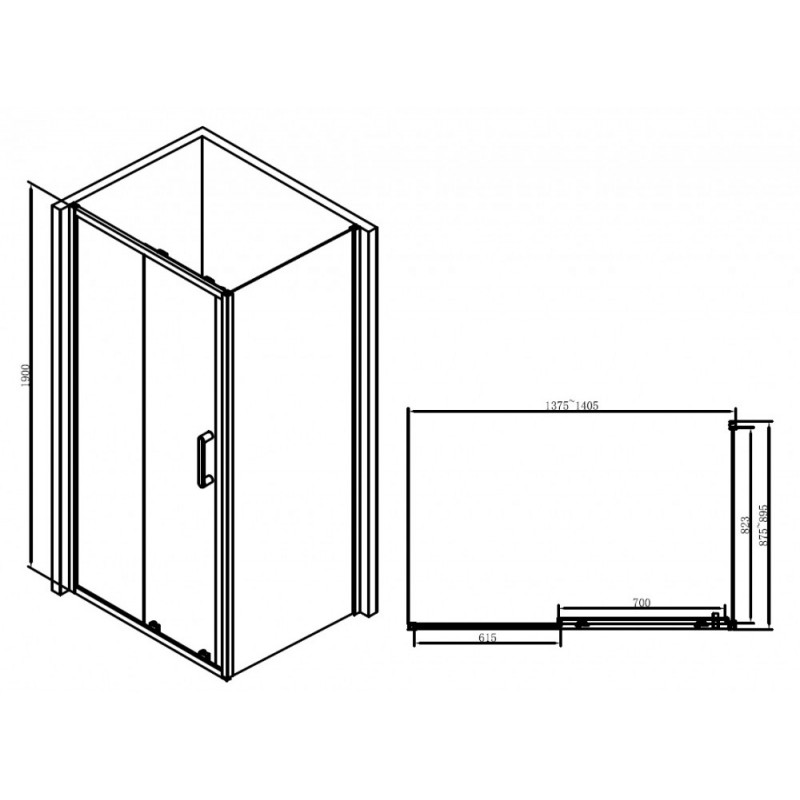 Душевой уголок 140x90х190см Abber AG30140B-S90B