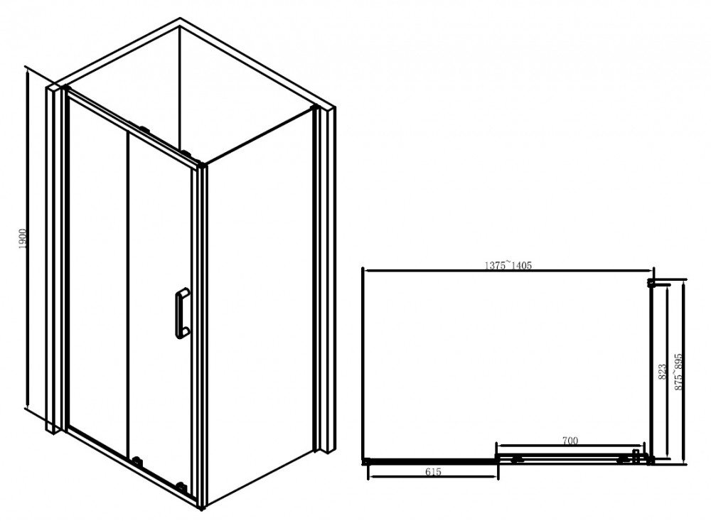 Душевой уголок 140x90х190см Abber AG30140B-S90B