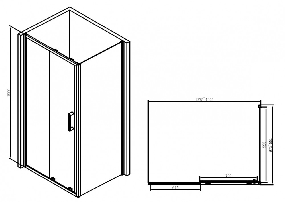 Душевой уголок 140x100х190см Abber AG30140B-S100B