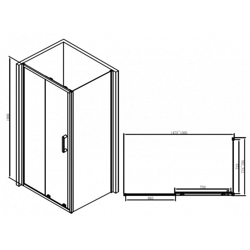 Душевой уголок 150x80х190см Abber AG30150B-S80B