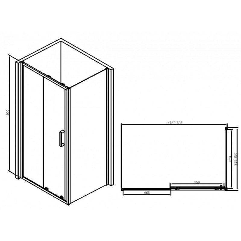 Душевой уголок 150x90х190см Abber AG30150B-S90B