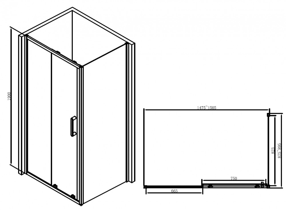 Душевой уголок 150x90х190см Abber AG30150B-S90B