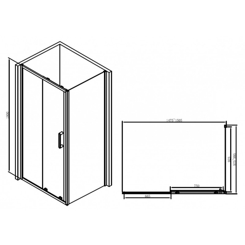 Душевой уголок 150x100х190см Abber AG30150B-S100B