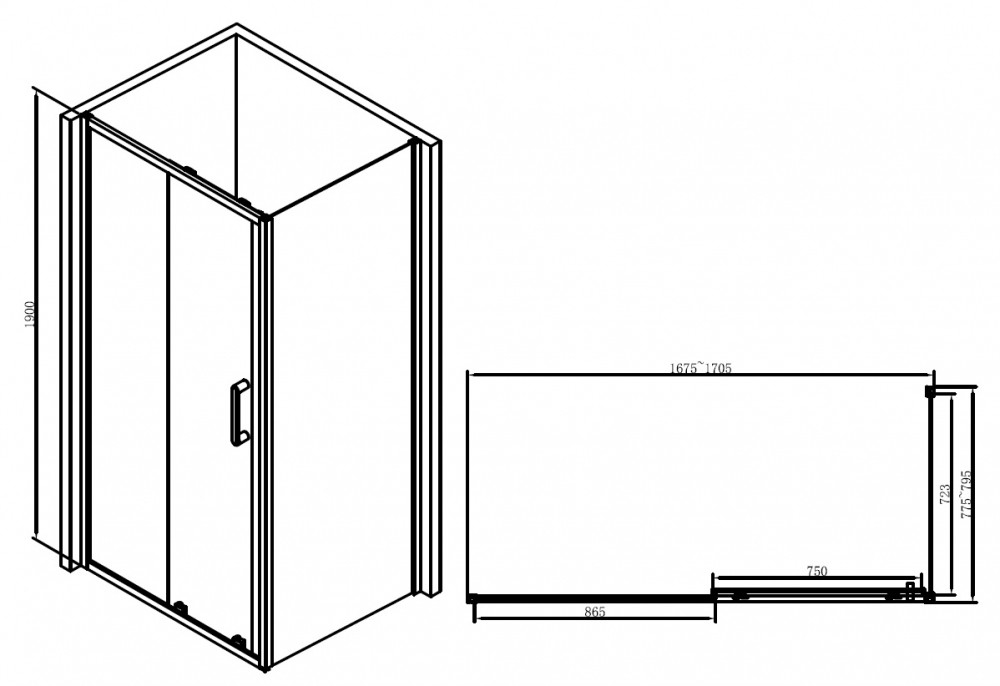 Душевой уголок 170x80х190см Abber AG30170B-S80B