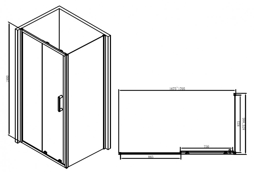 Душевой уголок 170x90х190см Abber AG30170B-S90B