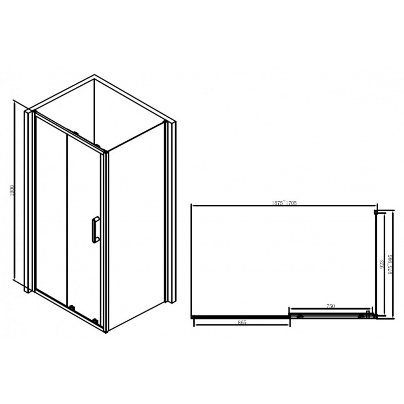 Душевой уголок 170x100х190см Abber AG30170B-S100B