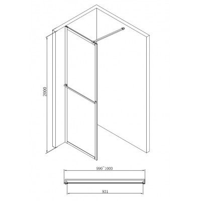 Душевая перегородка 100x200см Abber AG60100B
