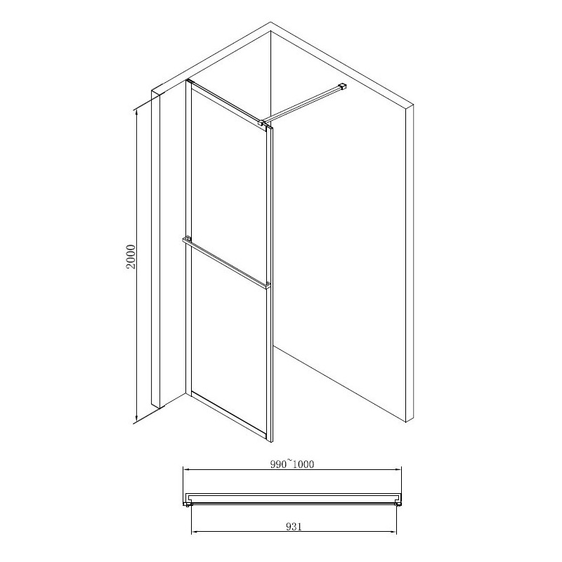 Душевая перегородка 100x200см Abber AG60100B