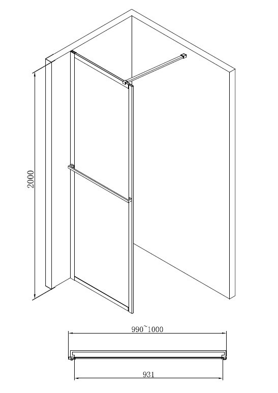 Душевая перегородка 100x200см Abber AG60100B