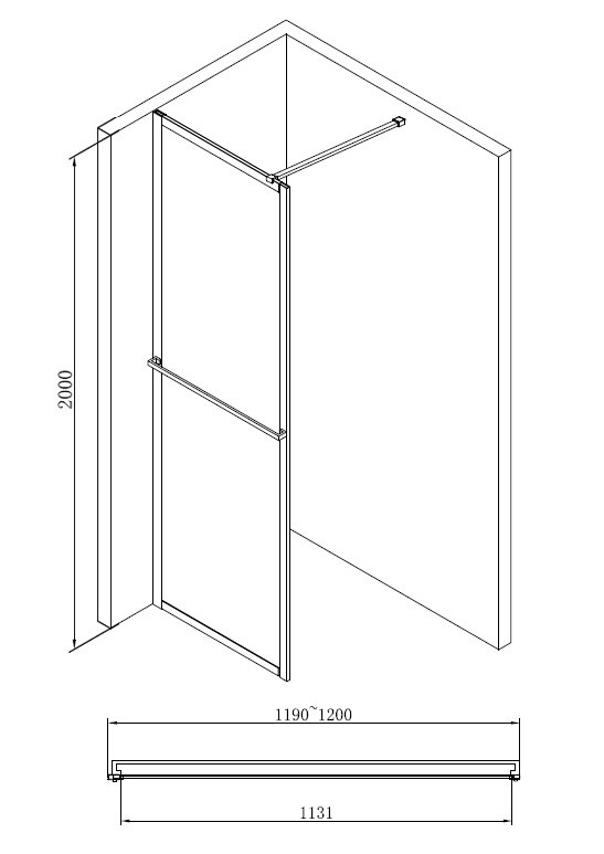 Душевая перегородка 120x200см Abber AG60120B