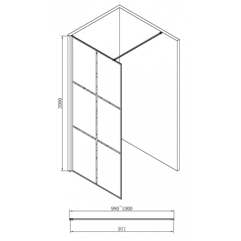 Душевая перегородка 100x200см Abber AG62100B