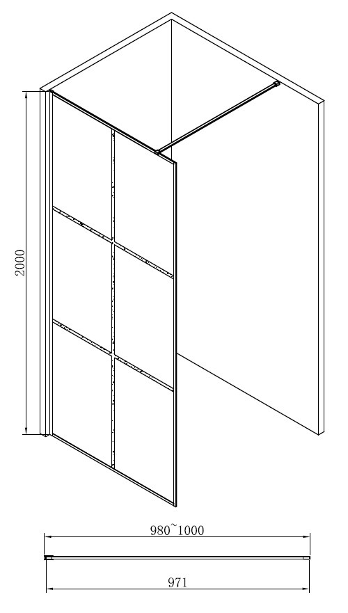 Душевая перегородка 100x200см Abber AG62100B