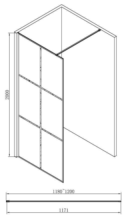 Душевая перегородка 120x200см Abber AG62120B