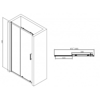 Душевая дверь 100x190см Abber AG30100B