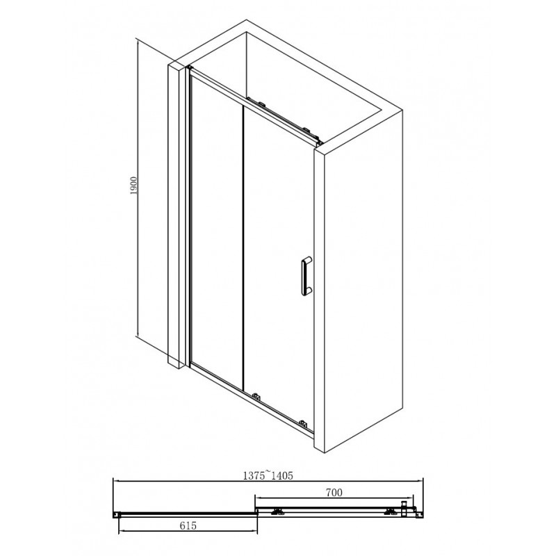 Душевая дверь 140x190см Abber AG30140B