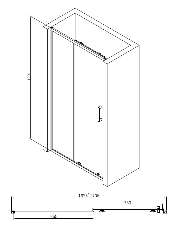 Душевая дверь 170x190см Abber AG30170B