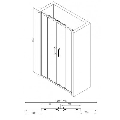 Душевая дверь хром 150x190см Abber AG33150
