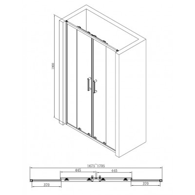 Душевая дверь хром 170x190см Abber AG33170