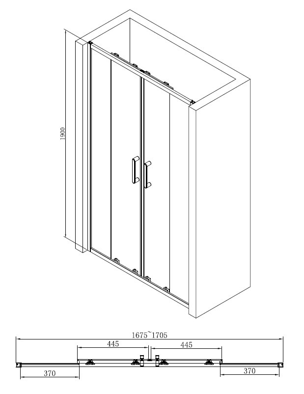 Душевая дверь хром 170x190см Abber AG33170