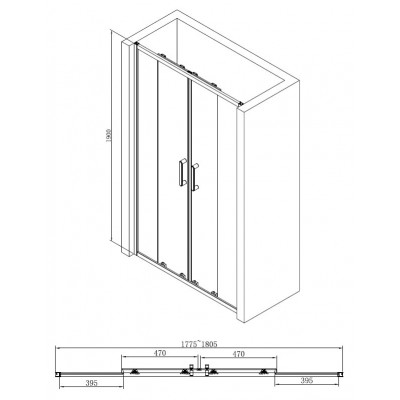 Душевая дверь хром 180x190см Abber AG33180
