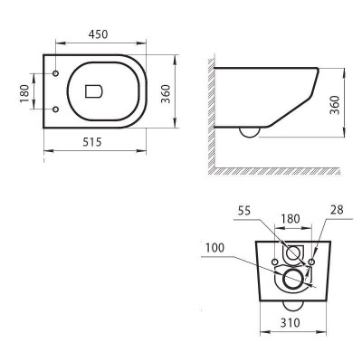 Безободковый подвесной унитаз белый Art&Max AM015CHR