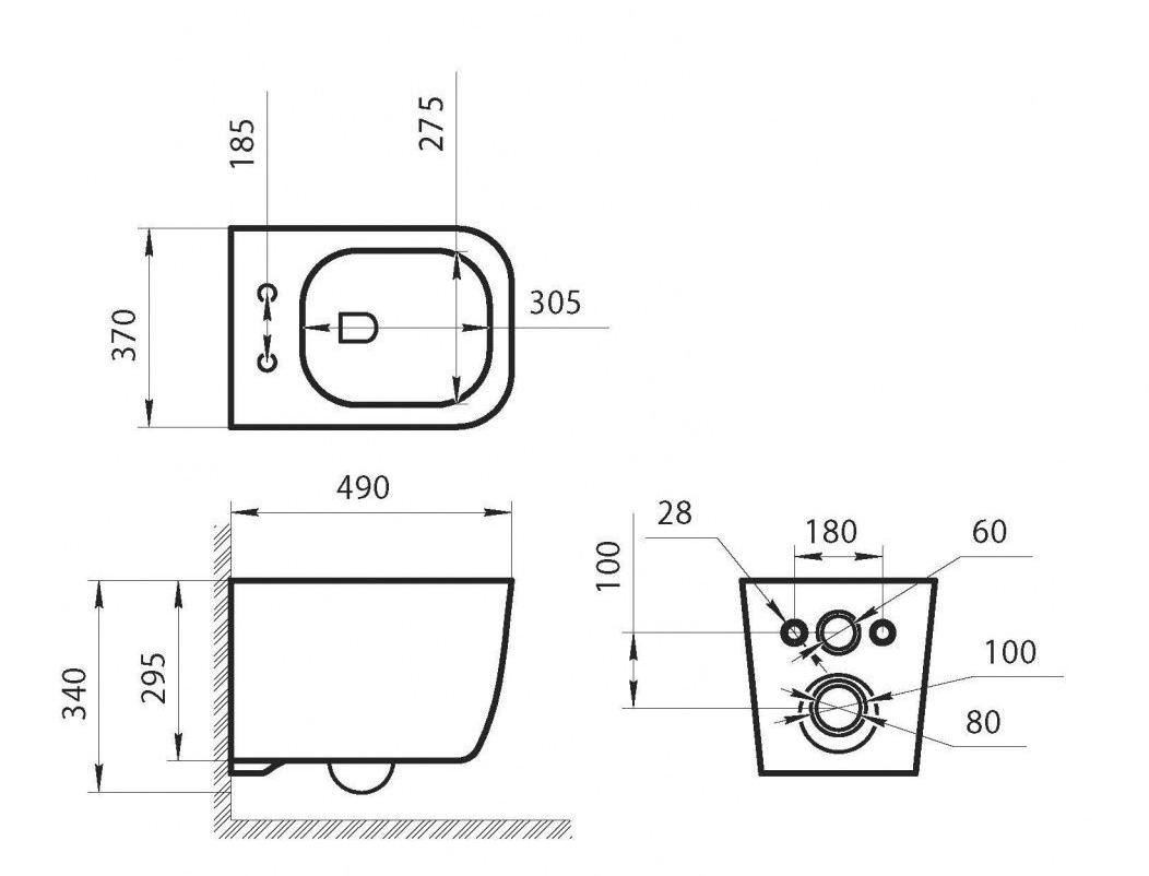 Безободковый подвесной унитаз белый Art&Max AM204CHR