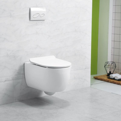 Безободковый подвесной унитаз белый Art&Max AM211CHR