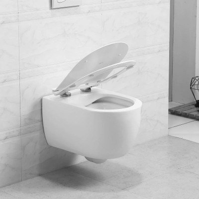Безободковый подвесной унитаз белый Art&Max AM211CHR