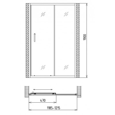 Душевая дверь хром 120x190см Gemy S30191AM